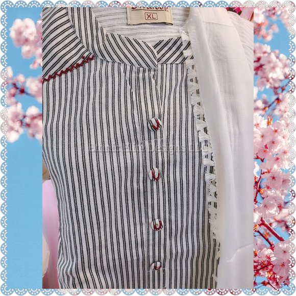 New off-White Kurta floral Palazzo Set -Indian Straight Kurti Set SIZE M - Picture 7 of 8